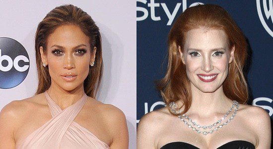 Jennifer Lopez y Jessica Chastain peinan hacia atrás su melena con volumen