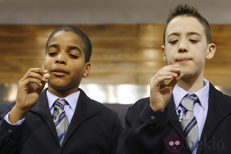 Niños de San Ildefonso durante el sorteo de la Lotería de Navidad