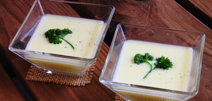 Vichyssoise emplatada y lista para degustarla