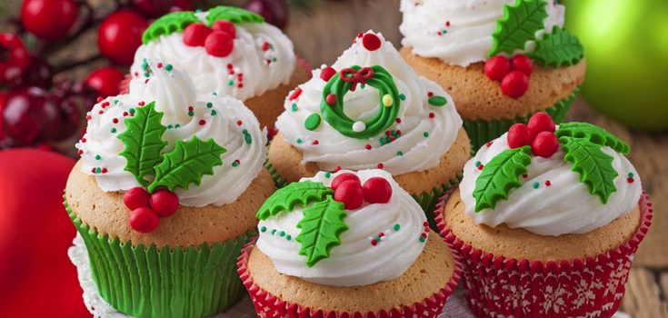 Cupcakes decorados especiamente para Navidad